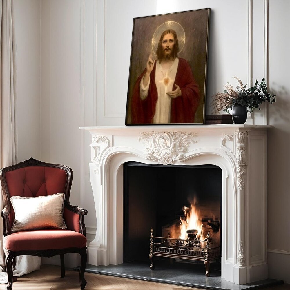 Vintage Sacred Heart Jesus Poster Religious Wall Art Gift for Men Women - Picture 4 of 6